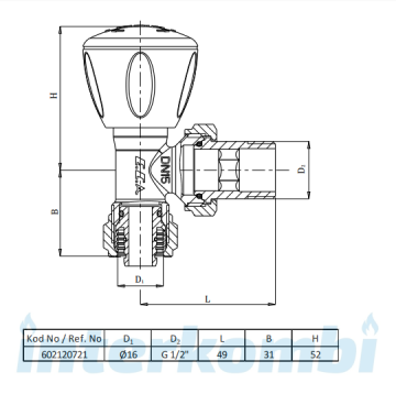 Eca 1/2” RV3 Krom Köşe Radyatör Vanası